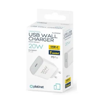 PLATINET sieťová nabíjačka 20W PD 1x USB-C biela