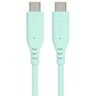 PremiumCord Silikónový kábel s konektormi USB-C 60W 480Mbps tyrkysový extra mäkký 1,5m