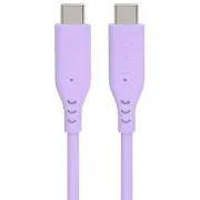 PremiumCord Silikónový kábel s konektormi USB-C 60W 480Mbps fialový extra mäkký 1,5m