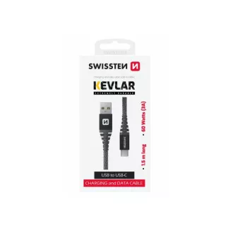 SWISSTEN DÁTOVÝ KÁBEL KEVLAR USB / USB-C 1,5 M ANTRACIT