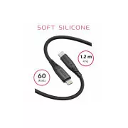 SWISSTEN DÁTOVÝ KÁBEL SOFT SILICONE USB-C / LIGHTNING 1,2 M 60W ČIERNY
