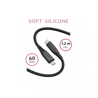 SWISSTEN DÁTOVÝ KÁBEL SOFT SILICONE USB-C / LIGHTNING 1,2 M 60W ČIERNY
