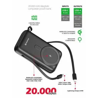 SWISSTEN POWER BANK 20000 mAh PD 20W S INTEGROVANÝMI KÁBLAMI USB-C A LIGHTNING (kompatibilný s MagSafe) SWISSTEN POWER BANK 20000 mAh PD 20W S INTEGROVANÝMI KÁBLAMI USB-C A LIGHTNING (kompatibilný s MagSafe)