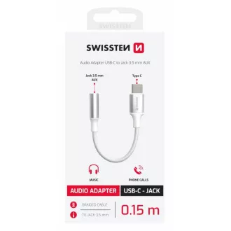 SWISSTEN AUDIO ADAPTÉR TEXTILE USB-C (samec) / 3,5 mm AUX 0,15 M BIELÝ (nahrádza 73501302) SWISSTEN AUDIO ADAPTÉR TEXTILE USB-C (samec) / 3,5 mm AUX 0,15 M BIELÝ (nahrádza 73501302)