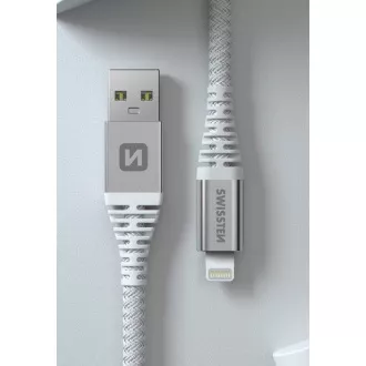 SWISSTEN DÁTOVÝ KÁBEL KEVLAR USB / LIGHTNING 1,5 M BIELÝ