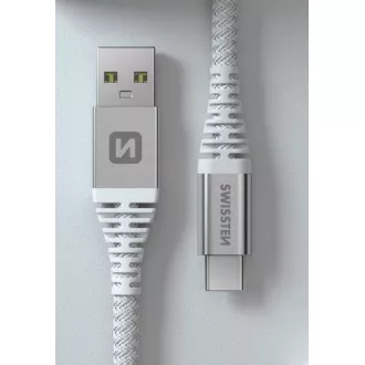 SWISSTEN DÁTOVÝ KÁBEL KEVLAR USB / USB-C 1,5 M BIELÝ