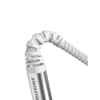 SWISSTEN DÁTOVÝ KÁBEL KEVLAR USB-C / LIGHTNING 1,5 M BIELÝ