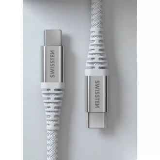 SWISSTEN DÁTOVÝ KÁBEL KEVLAR USB-C / USB-C 1,5 M BIELÝ