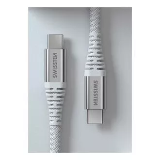 SWISSTEN DÁTOVÝ KÁBEL KEVLAR USB-C / USB-C 1,5 M BIELÝ