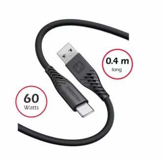 SWISSTEN DÁTOVÝ KÁBEL SOFT SILICONE USB / USB-C 0,4 M ČIERNY