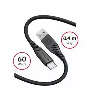 SWISSTEN DÁTOVÝ KÁBEL SOFT SILICONE USB / USB-C 0,4 M ČIERNY