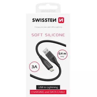 SWISSTEN DÁTOVÝ KÁBEL SOFT SILICONE USB-A / LIGHTNING 0,4 M ČIERNY SWISSTEN DÁTOVÝ KÁBEL SOFT SILICONE USB-A / LIGHTNING 0,4 M ČIERNY