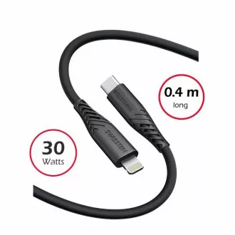 SWISSTEN DÁTOVÝ KÁBEL SOFT SILICONE USB-C / LIGHTNING 0,4 M ČIERNY