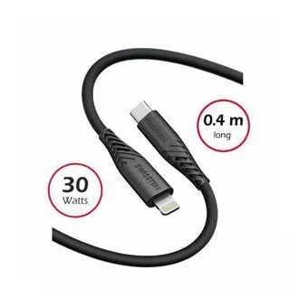 SWISSTEN DÁTOVÝ KÁBEL SOFT SILICONE USB-C / LIGHTNING 0,4 M ČIERNY