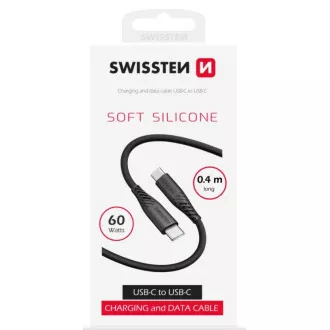 SWISSTEN DÁTOVÝ KÁBEL SOFT SILICONE USB-C / USB-C 0,4 M ČIERNY