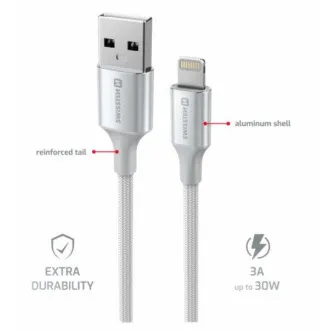 SWISSTEN DÁTOVÝ KÁBEL TEXTILE II USB / LIGHTNING 1,5 M BIELÝ