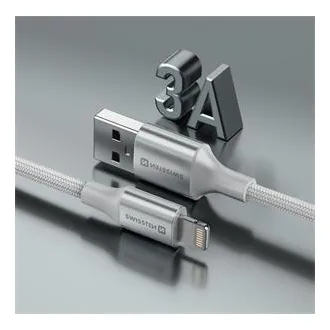 SWISSTEN DÁTOVÝ KÁBEL TEXTILE II USB / LIGHTNING 1,5 M BIELÝ