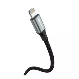 SWISSTEN DÁTOVÝ KÁBEL TEXTILE II USB / LIGHTNING 1,5 M ČIERNY