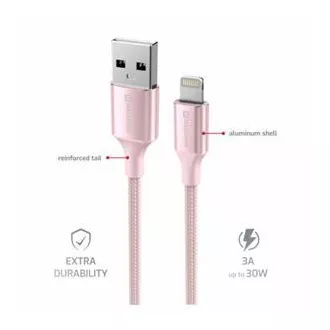 SWISSTEN DÁTOVÝ KÁBEL TEXTILE II USB / LIGHTNING 1,5 M RUŽOVÝ