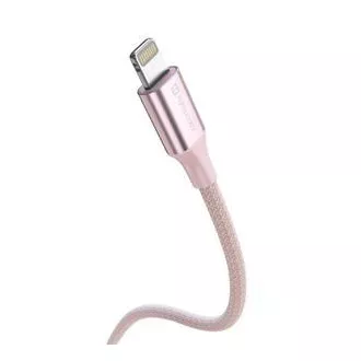 SWISSTEN DÁTOVÝ KÁBEL TEXTILE II USB / LIGHTNING 1,5 M RUŽOVÝ