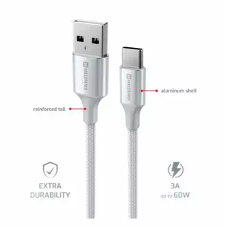 SWISSTEN DÁTOVÝ KÁBEL TEXTILE II USB / USB-C 1,5 M BIELÝ