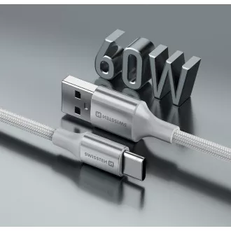 SWISSTEN DÁTOVÝ KÁBEL TEXTILE II USB / USB-C 1,5 M BIELÝ