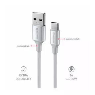 SWISSTEN DÁTOVÝ KÁBEL TEXTILE II USB / USB-C 1,5 M BIELÝ