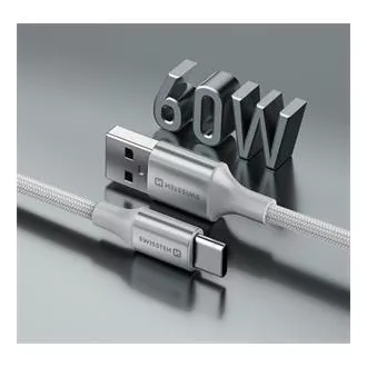 SWISSTEN DÁTOVÝ KÁBEL TEXTILE II USB / USB-C 1,5 M BIELÝ