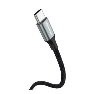 SWISSTEN DÁTOVÝ KÁBEL TEXTILE II USB / USB-C 1,5 M ČIERNY