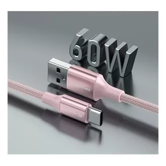SWISSTEN DÁTOVÝ KÁBEL TEXTILE II USB / USB-C 1,5 M RUŽOVÝ