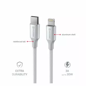 SWISSTEN DÁTOVÝ KÁBEL TEXTILE II USB-C / LIGHTNING 1,5 M BIELÝ