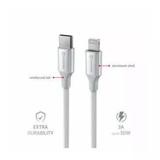 SWISSTEN DÁTOVÝ KÁBEL TEXTILE II USB-C / LIGHTNING 1,5 M BIELÝ