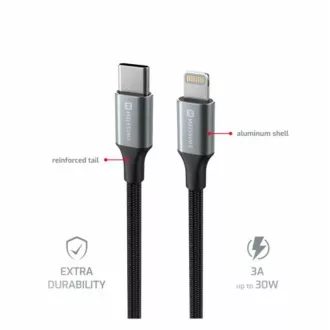 SWISSTEN DÁTOVÝ KÁBEL TEXTILE II USB-C / LIGHTNING 1,5 M ČIERNY SWISSTEN DÁTOVÝ KÁBEL TEXTILE II USB-C / LIGHTNING 1,5 M ČIERNY