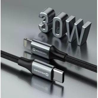 SWISSTEN DÁTOVÝ KÁBEL TEXTILE II USB-C / LIGHTNING 1,5 M ČIERNY SWISSTEN DÁTOVÝ KÁBEL TEXTILE II USB-C / LIGHTNING 1,5 M ČIERNY