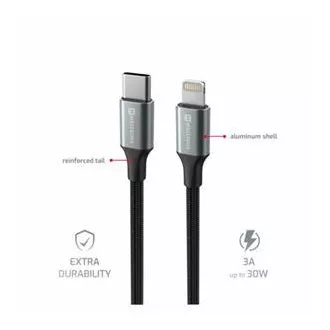 SWISSTEN DÁTOVÝ KÁBEL TEXTILE II USB-C / LIGHTNING 1,5 M ČIERNY SWISSTEN DÁTOVÝ KÁBEL TEXTILE II USB-C / LIGHTNING 1,5 M ČIERNY