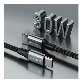 SWISSTEN DÁTOVÝ KÁBEL TEXTILE II USB-C / LIGHTNING 1,5 M ČIERNY SWISSTEN DÁTOVÝ KÁBEL TEXTILE II USB-C / LIGHTNING 1,5 M ČIERNY