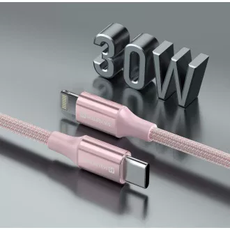 SWISSTEN DÁTOVÝ KÁBEL TEXTILE II USB-C / LIGHTNING 1,5 M RUŽOVÝ