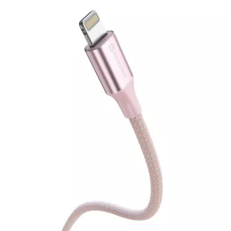 SWISSTEN DÁTOVÝ KÁBEL TEXTILE II USB-C / LIGHTNING 1,5 M RUŽOVÝ