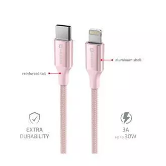 SWISSTEN DÁTOVÝ KÁBEL TEXTILE II USB-C / LIGHTNING 1,5 M RUŽOVÝ