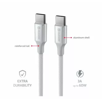 SWISSTEN DÁTOVÝ KÁBEL TEXTILE II USB-C / USB-C 1,5 M BIELÝ