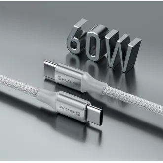 SWISSTEN DÁTOVÝ KÁBEL TEXTILE II USB-C / USB-C 1,5 M BIELÝ