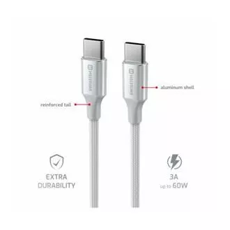 SWISSTEN DÁTOVÝ KÁBEL TEXTILE II USB-C / USB-C 1,5 M BIELÝ