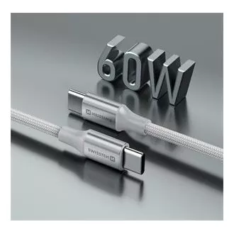SWISSTEN DÁTOVÝ KÁBEL TEXTILE II USB-C / USB-C 1,5 M BIELÝ