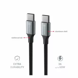 SWISSTEN DÁTOVÝ KÁBEL TEXTILE II USB-C / USB-C 1,5 M ČIERNY