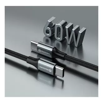 SWISSTEN DÁTOVÝ KÁBEL TEXTILE II USB-C / USB-C 1,5 M ČIERNY