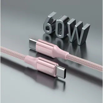 SWISSTEN DÁTOVÝ KÁBEL TEXTILE II USB-C / USB-C 1,5 M RUŽOVÝ