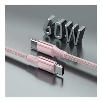 SWISSTEN DÁTOVÝ KÁBEL TEXTILE II USB-C / USB-C 1,5 M RUŽOVÝ