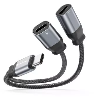 SWISSTEN NABÍJACÍ AUDIO ADAPTÉR TEXTILE USB-C (samec) / 2x USB-C (samica) 0,12 M ČIERNY SWISSTEN NABÍJACÍ AUDIO ADAPTÉR TEXTILE USB-C (samec) / 2x USB-C (samica) 0,12 M ČIERNY