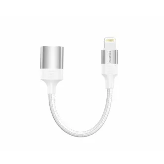 SWISSTEN OTG ADAPTÉR TEXTILE LIGHTNING (samec) / USB-A (samica) 0,12 M BIELÝ