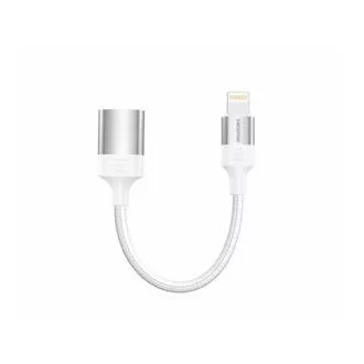 SWISSTEN OTG ADAPTÉR TEXTILE LIGHTNING (samec) / USB-A (samica) 0,12 M BIELÝ